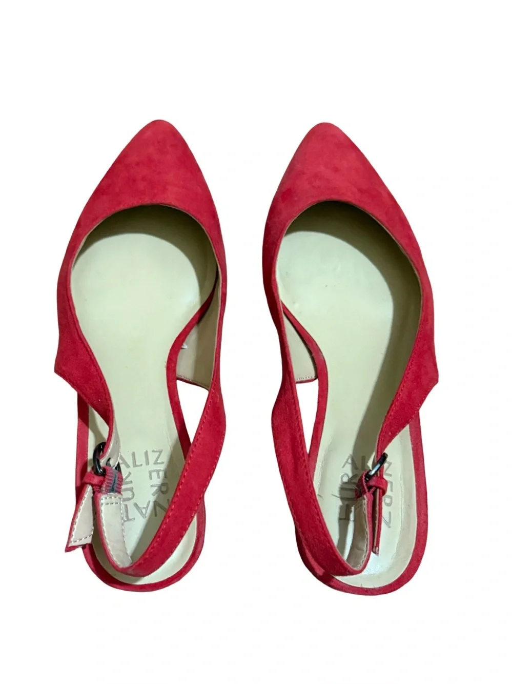 Naturalizer Size 8 Red Suede Pointed Toe Slingback Flats Shoes